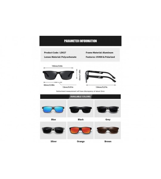 Rectangular Polarized Aluminum Sunglasses For Men Women Unisex Vintage Sun Glasses p10030 - Silver - CN18WNOL94R $28.02