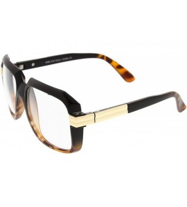 Square Large Chunky Metal Accented Temples Clear Lens Square Glasses 55mm - Matte Black-tortoise-gold / Clear - CO12MZMBBEE $...