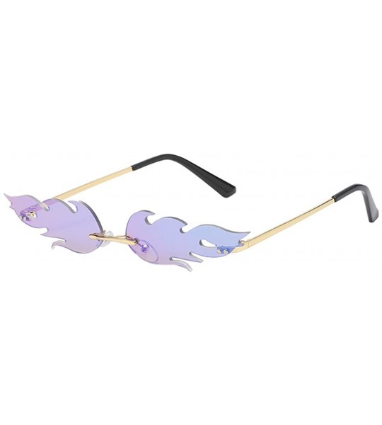 Wayfarer Man Women Irregular Flame Shape Sunglasses Glasses Vintage Retro Style - F - CQ196DK9MSR $18.09