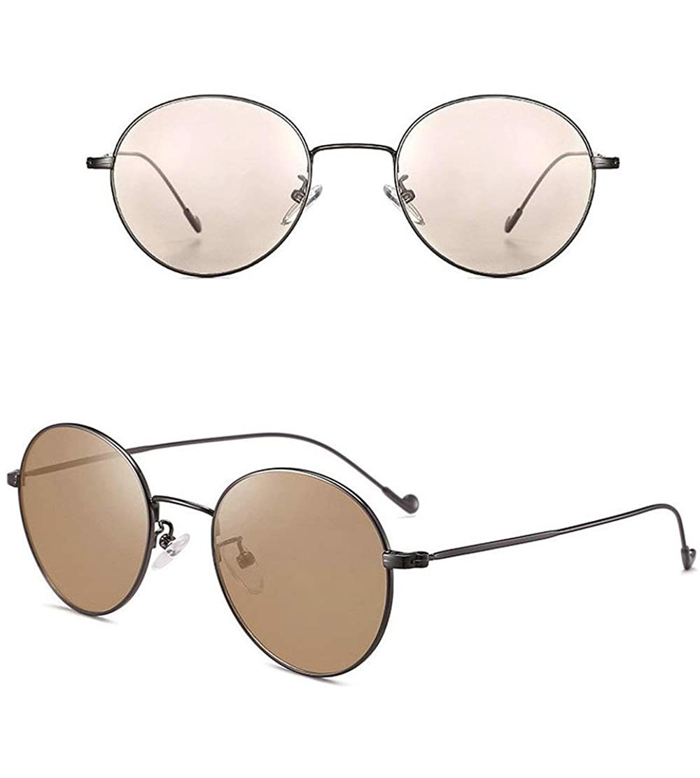 Round Vintage Round Frame Photochromic Polarized Sunglasses Unisex Fashion Designer Polarized Sunglasses - Gun - C81947C7W7Z ...
