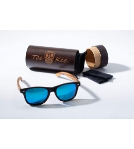 Oval Tee-Farer Sunglasses Wood Arms and Mirrored Polarized Lenses For Men and Women - Zebra Wood - CB192IIUULA $65.75