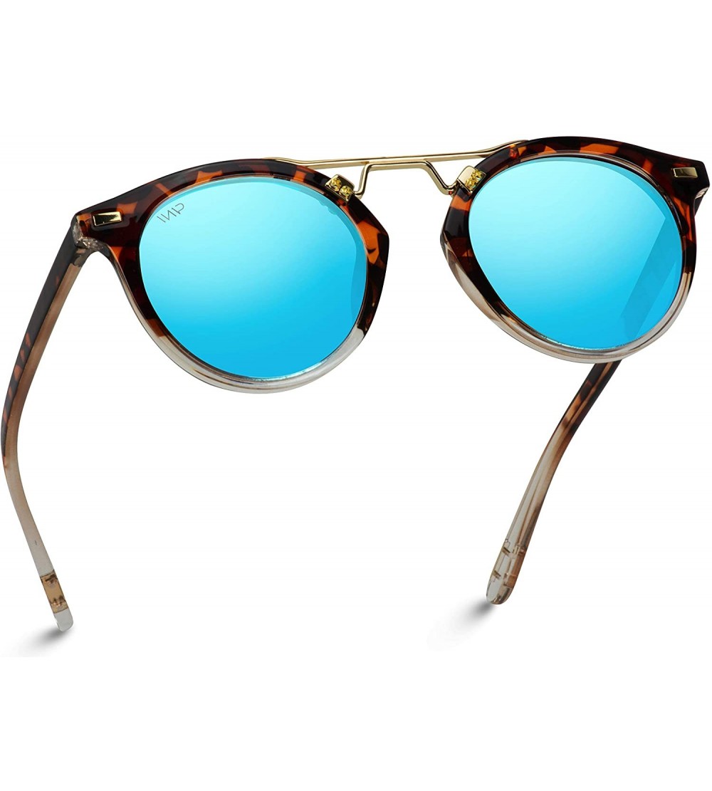 Round Polarized Round Vintage Retro Mirrored Lens Women Metal Frame Sunglasses - CB18M5A7WQG $47.56