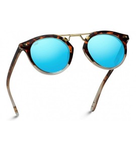 Round Polarized Round Vintage Retro Mirrored Lens Women Metal Frame Sunglasses - CB18M5A7WQG $47.56