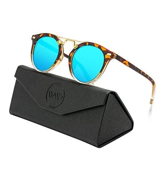 Round Polarized Round Vintage Retro Mirrored Lens Women Metal Frame Sunglasses - CB18M5A7WQG $47.56