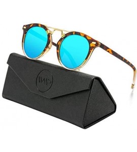 Round Polarized Round Vintage Retro Mirrored Lens Women Metal Frame Sunglasses - CB18M5A7WQG $47.56