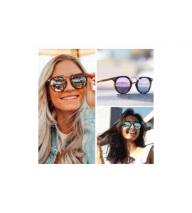 Round Polarized Round Vintage Retro Mirrored Lens Women Metal Frame Sunglasses - CB18M5A7WQG $47.56