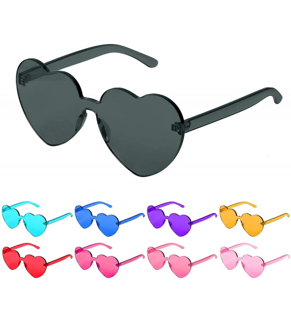 Rimless Heart Shaped Sunglasses Rimless Heart Transparent Colored Glasses - Black - CN196SYLMGZ $16.76