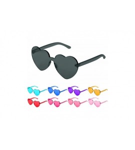 Rimless Heart Shaped Sunglasses Rimless Heart Transparent Colored Glasses - Black - CN196SYLMGZ $16.76