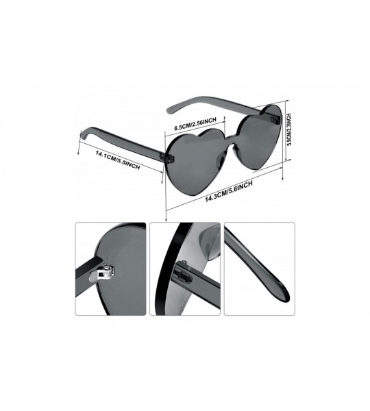 Rimless Heart Shaped Sunglasses Rimless Heart Transparent Colored Glasses - Black - CN196SYLMGZ $16.76