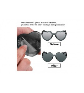 Rimless Heart Shaped Sunglasses Rimless Heart Transparent Colored Glasses - Black - CN196SYLMGZ $16.76