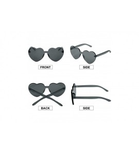 Rimless Heart Shaped Sunglasses Rimless Heart Transparent Colored Glasses - Black - CN196SYLMGZ $16.76