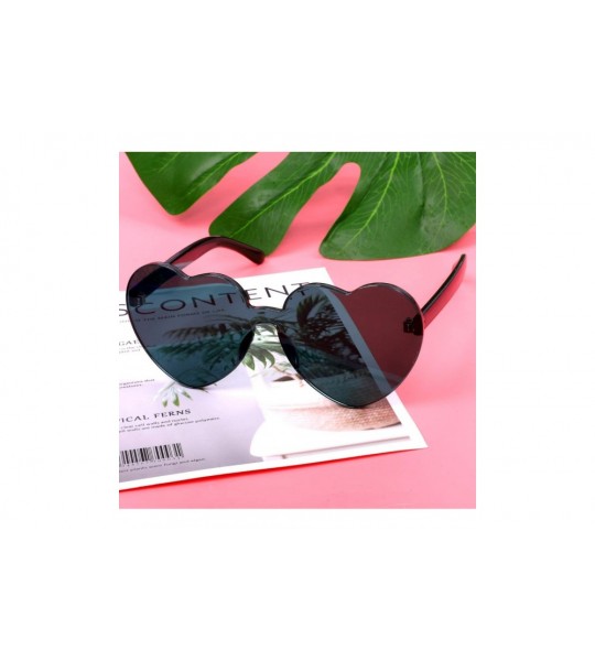 Rimless Heart Shaped Sunglasses Rimless Heart Transparent Colored Glasses - Black - CN196SYLMGZ $16.76