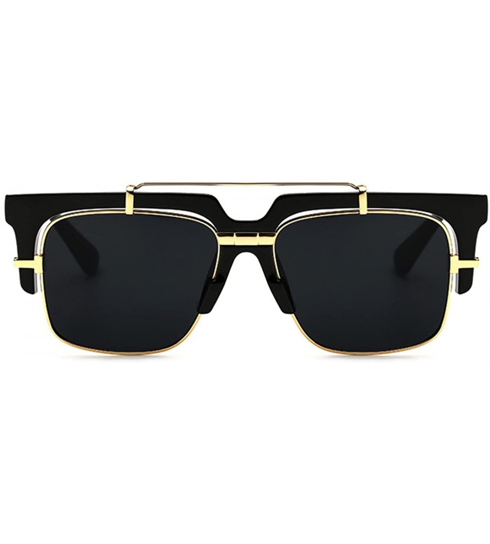 Oversized Fashion Oversized Half Frame Sunglasses for Men - A - CR12NZ0TZXY $31.98