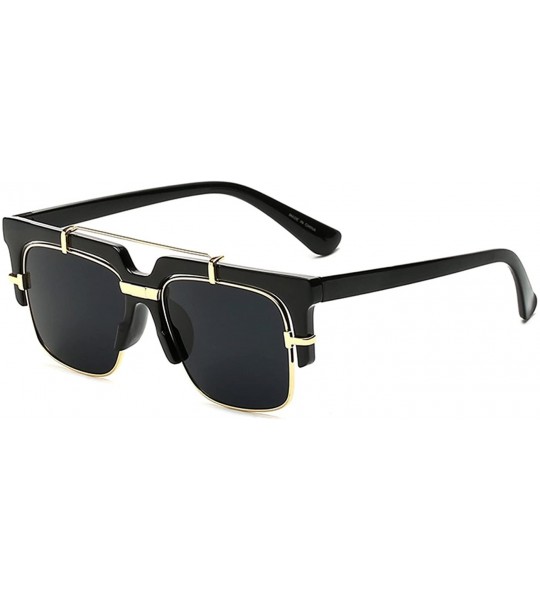 Oversized Fashion Oversized Half Frame Sunglasses for Men - A - CR12NZ0TZXY $31.98