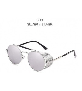 Aviator Vintage Steampunk Sunglasses Men Women Alloy Metal Frame Black Black - Silver Silver - CM18XE9SC2X $18.72