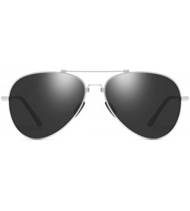 Oversized Fashion TAC lenses Polit Polarized Sunglasses for Men Women - Silver Grey - CV18O4TTKGR $22.40