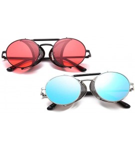 Aviator Vintage Steampunk Sunglasses Men Women Alloy Metal Frame Black Black - Silver Silver - CM18XE9SC2X $18.72