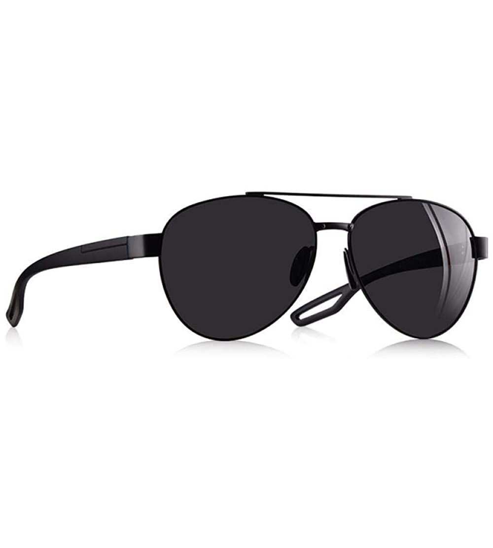 Aviator Men Vintage Metal Polarized Sunglasses Classic Brand Pilot Sun Glasses C1Black - C1black - CZ18XAK4WWN $31.34