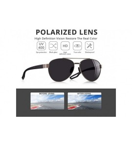 Aviator Men Vintage Metal Polarized Sunglasses Classic Brand Pilot Sun Glasses C1Black - C1black - CZ18XAK4WWN $31.34