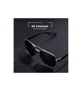 Aviator Men Vintage Metal Polarized Sunglasses Classic Brand Pilot Sun Glasses C1Black - C1black - CZ18XAK4WWN $31.34