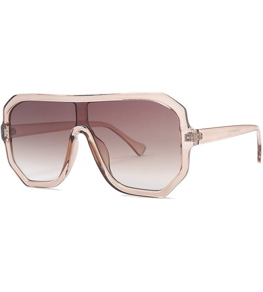 Oversized Sunglasses Women Oversize Flat Top Retro Square Sun Glasses Vintage Luxury Oculos UV400 - C7 - C9197A2I5XT $53.86