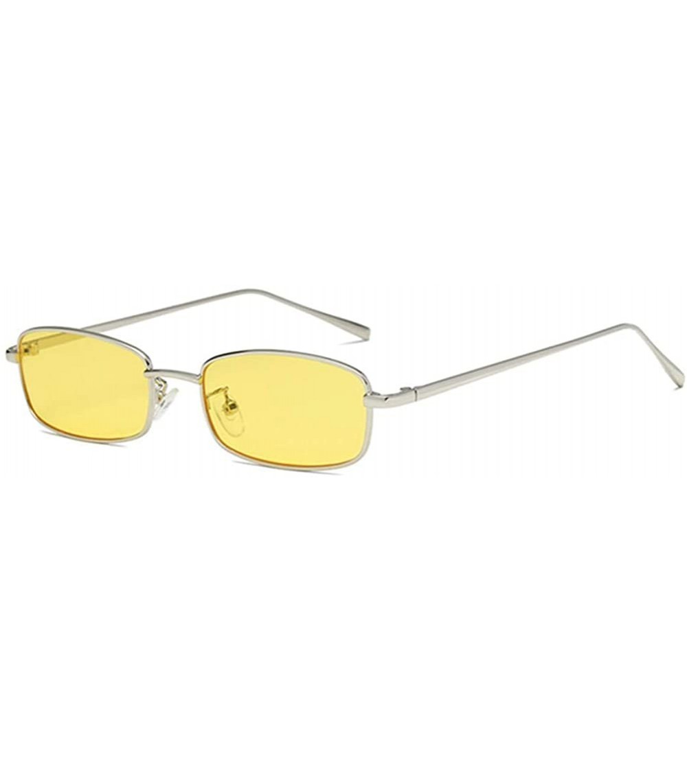 Square Unisex Vintage Slender Square Sunglasses for Women Men Retro Small Metal Frame Candy Colors - Yellow - C2196GZ68LT $22.58