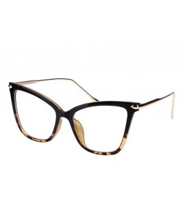 Square Womens Cat Eye Transparent Frame Mod Sunglasses Eyeglasses - Black+leopard - CI18790S6GS $28.94