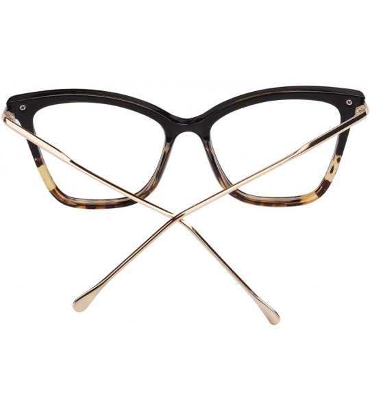 Square Womens Cat Eye Transparent Frame Mod Sunglasses Eyeglasses - Black+leopard - CI18790S6GS $28.94