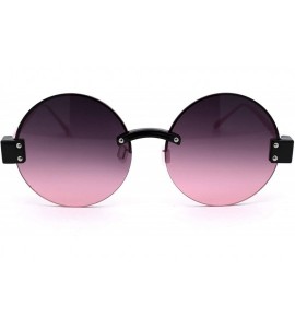 Rimless Womens Retro Exposed Lens Round Circle Lens 80s Sunglasses - Black Pink Pink Smoke - C818Y2WC7A8 $26.85