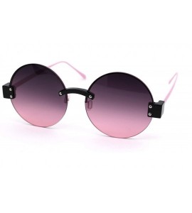 Rimless Womens Retro Exposed Lens Round Circle Lens 80s Sunglasses - Black Pink Pink Smoke - C818Y2WC7A8 $26.85