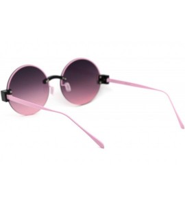 Rimless Womens Retro Exposed Lens Round Circle Lens 80s Sunglasses - Black Pink Pink Smoke - C818Y2WC7A8 $26.85