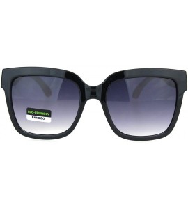 Oversized Eco Friendly Bamboo Wood Arm Oversize Horn Rim Hipster Sunglasses - Black Gradient Black - CG18OTHGCX3 $24.31