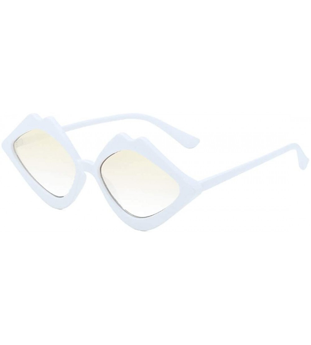 Oversized Fashion Lips Frame Oversized Plastic Lenses Sunglasses for Women UV400 - White Yellow - CG18N78E39Z $18.82