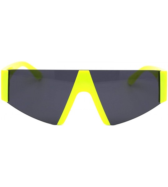 Semi-rimless 80's Fashion Sunglasses Flat Top Open Frame Funky Geometric Shades UV 400 - Yellow - CB194AL59WG $19.61