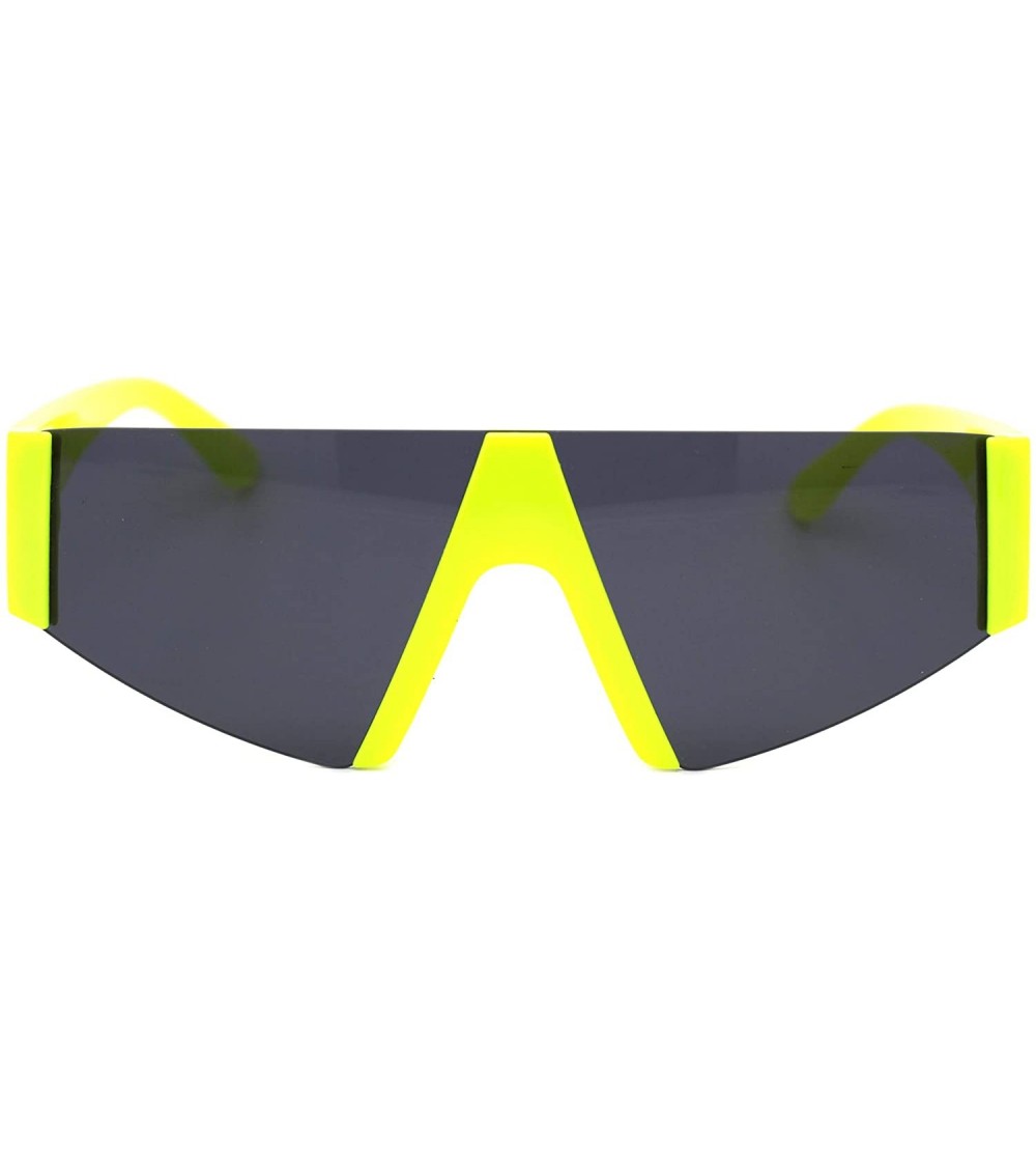 Semi-rimless 80's Fashion Sunglasses Flat Top Open Frame Funky Geometric Shades UV 400 - Yellow - CB194AL59WG $19.61