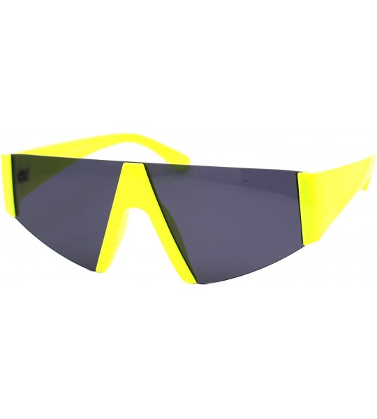 Semi-rimless 80's Fashion Sunglasses Flat Top Open Frame Funky Geometric Shades UV 400 - Yellow - CB194AL59WG $19.61