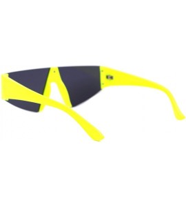 Semi-rimless 80's Fashion Sunglasses Flat Top Open Frame Funky Geometric Shades UV 400 - Yellow - CB194AL59WG $19.61