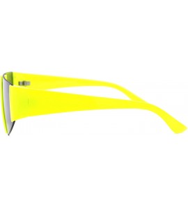 Semi-rimless 80's Fashion Sunglasses Flat Top Open Frame Funky Geometric Shades UV 400 - Yellow - CB194AL59WG $19.61