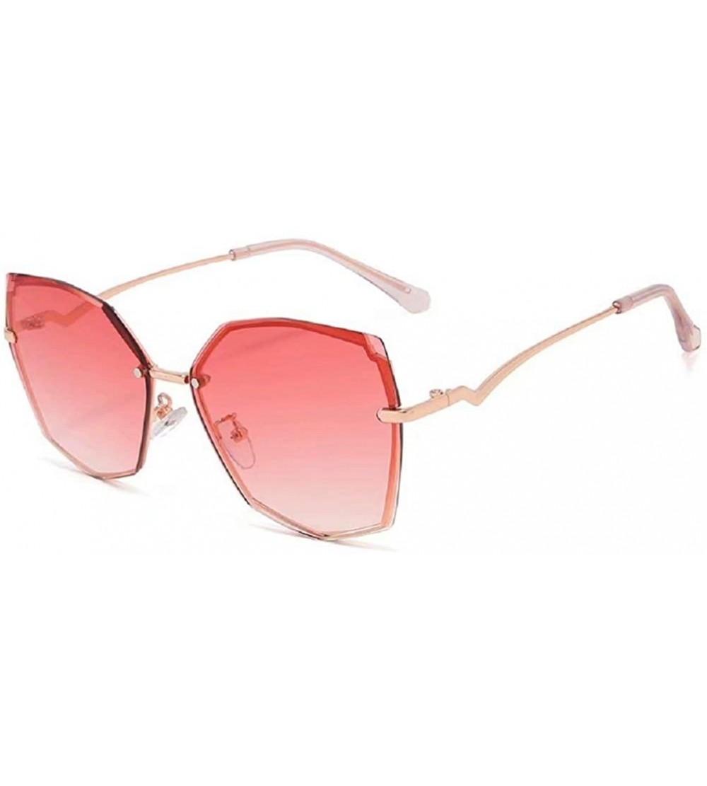 Square Women's Fashion Oversizeed Sunglasses Square Frameless Gradient Glasses UV400 - Red - CP199MMYTQN $22.71