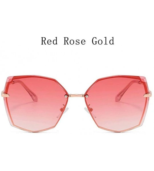 Square Women's Fashion Oversizeed Sunglasses Square Frameless Gradient Glasses UV400 - Red - CP199MMYTQN $22.71