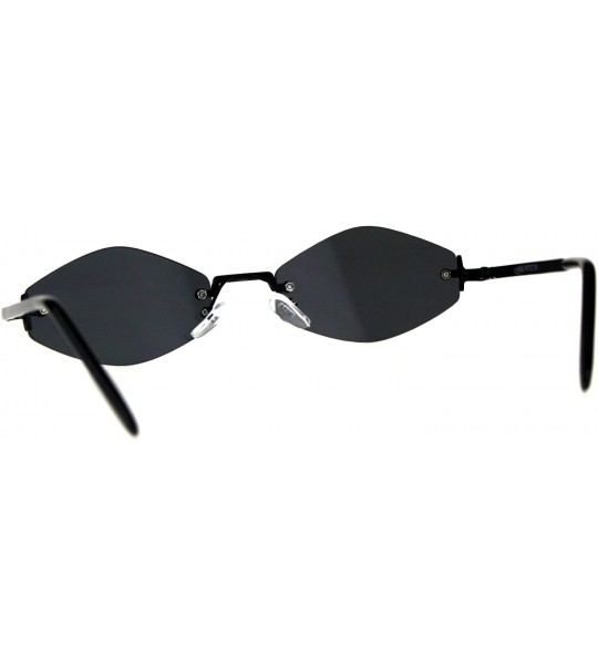 Rimless Skinny Oval Diamond Shape Sunglasses Womens Rimless Metal Frame - Black (Black) - CB18E8HN63I $20.92