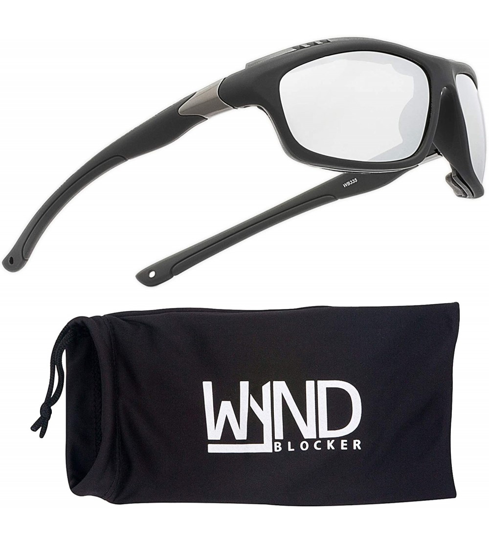 Wrap Airdam Sunglasses Motorcycle Riding- Driving- Fishing- Boating Wrap - Black - Silver Mirror - CW196MUS655 $36.07