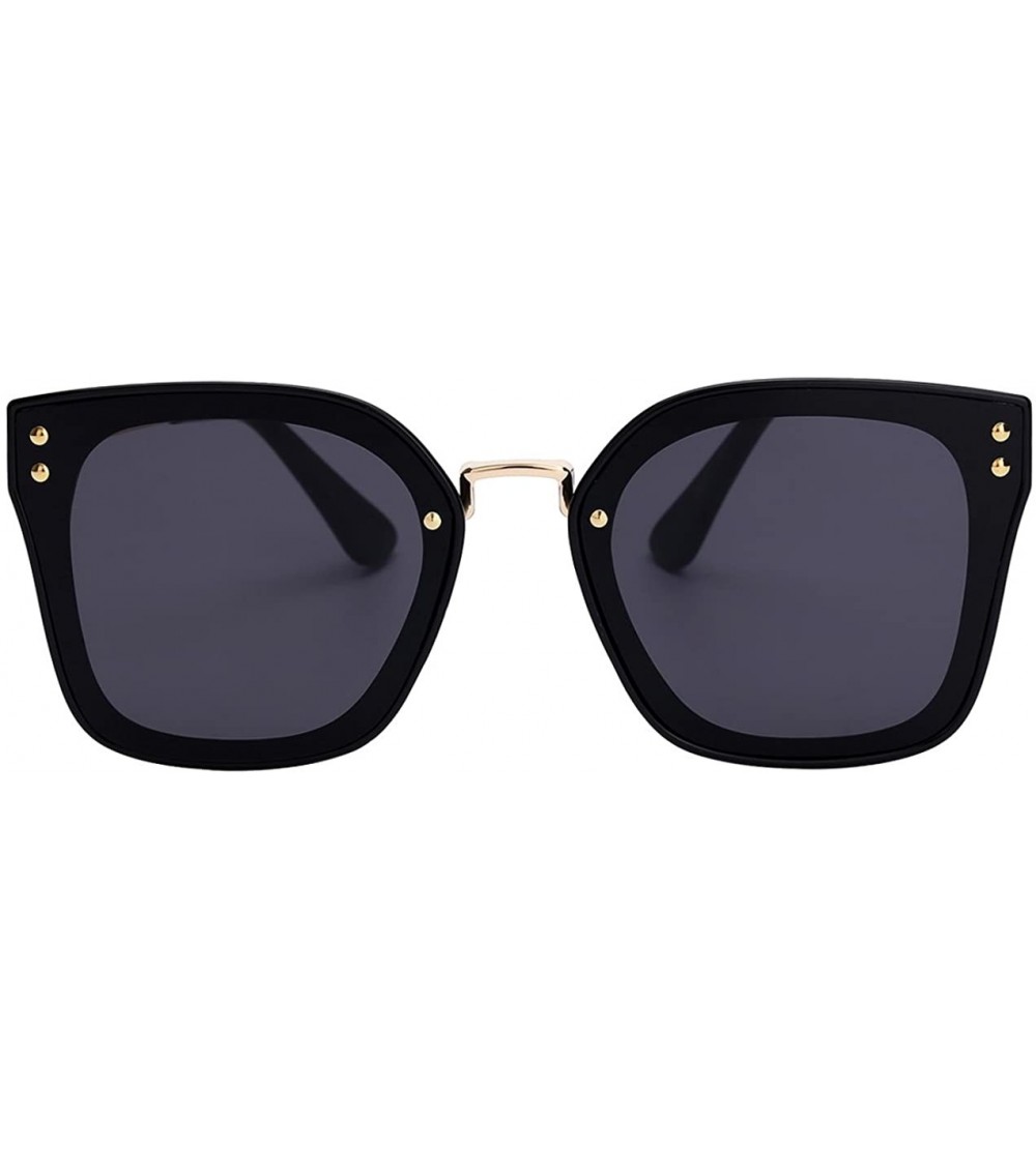 Square Square Sunglasses Womens Mens Oversized Mirrored lens U886 - BLACK-GOLD - CE187GOSCO0 $28.34