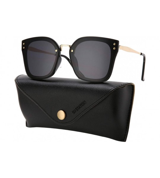 Square Square Sunglasses Womens Mens Oversized Mirrored lens U886 - BLACK-GOLD - CE187GOSCO0 $28.34