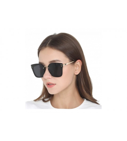 Square Square Sunglasses Womens Mens Oversized Mirrored lens U886 - BLACK-GOLD - CE187GOSCO0 $28.34