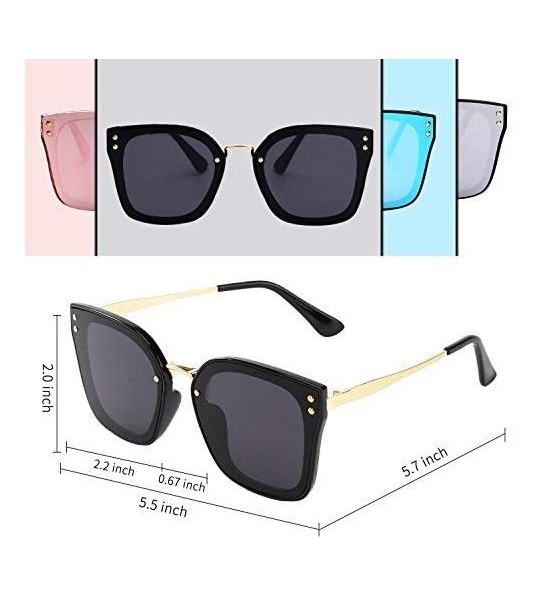 Square Square Sunglasses Womens Mens Oversized Mirrored lens U886 - BLACK-GOLD - CE187GOSCO0 $28.34