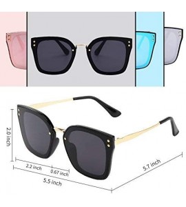 Square Square Sunglasses Womens Mens Oversized Mirrored lens U886 - BLACK-GOLD - CE187GOSCO0 $28.34