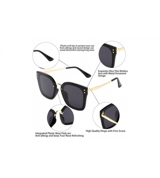 Square Square Sunglasses Womens Mens Oversized Mirrored lens U886 - BLACK-GOLD - CE187GOSCO0 $28.34