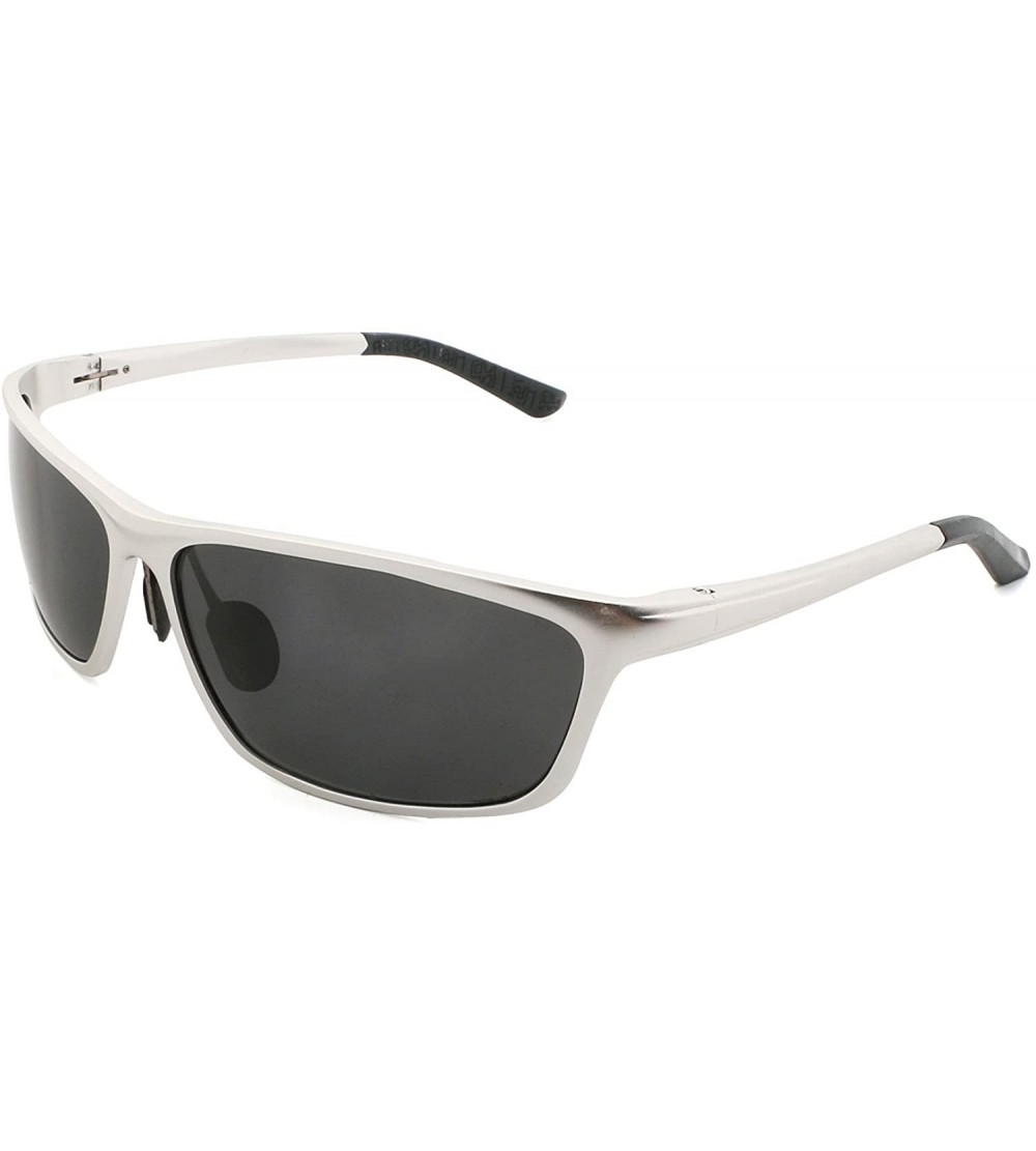 Sport Polarized Sunglasses for Men Women Sports Al Mg Alloy Frame UV400 Eyewear Glasses Case - Silver - C118CKMC03L $24.58