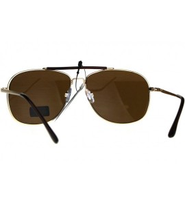 Aviator Air Force Sunglasses Vintage Square Aviator Metal Frame UV 400 - Gold (Brown) - CT1895Z2LAM $21.02